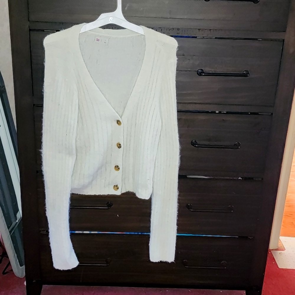 Comfy and soft cream cardigan button-down So sweater, Large.